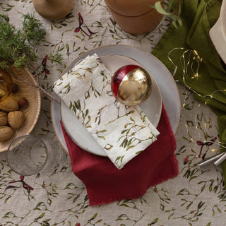 Mistletoe Linen Napkins Set of 2 - Moss & More