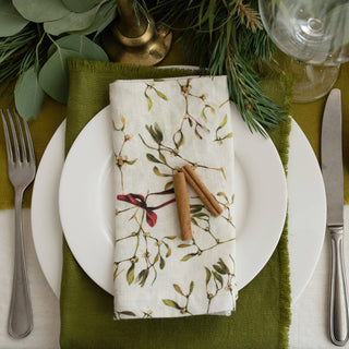 Mistletoe Linen Napkins Set of 2 - Moss & More