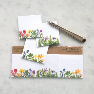 Sticky notes - 3 pack - Colorful Spring flowers Bottle Branch